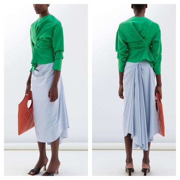 A.W.A.K.E. MODE Asymmetric Draped Midi Skirt Baby Blue 44 Spring Summer 2020 - Picture 1 of 13